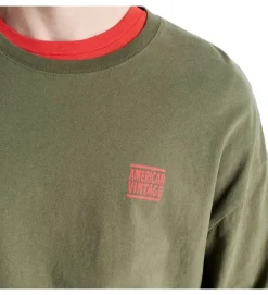 tee shirt - MANCHE LONGUE - vetement homme - Coton - Kaki - American vintage