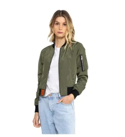 veste - BOMBER - vetement femme - Coton - Kaki - Bombers original