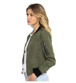 veste - BOMBER - vetement femme - Coton - Kaki - Bombers original