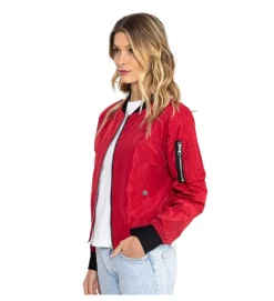veste - BOMBER - vetement femme - Coton - Rouge - Bombers original