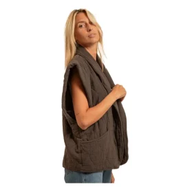 veste - SANS MANCHE - vetement femme - Textile - Chocolat - Aokyanos
